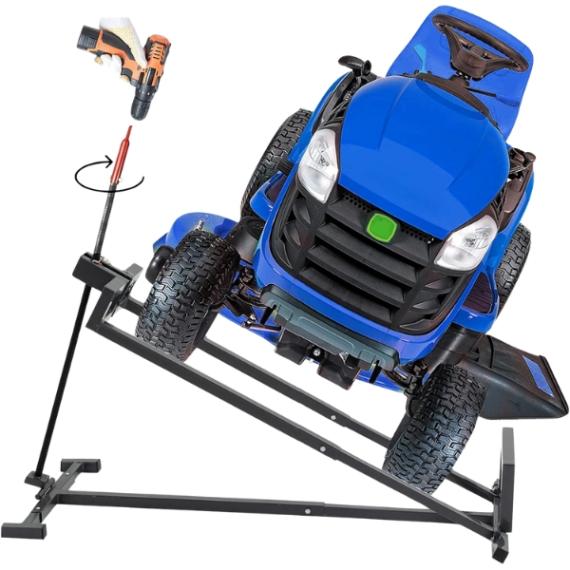 Heavy-Duty Lawn Mower Lift Jack – 882 lbs Capacity Lifting Platform for Garden Tractors and Lawn Equipment with Manual and Power Tool-Compatible Handles